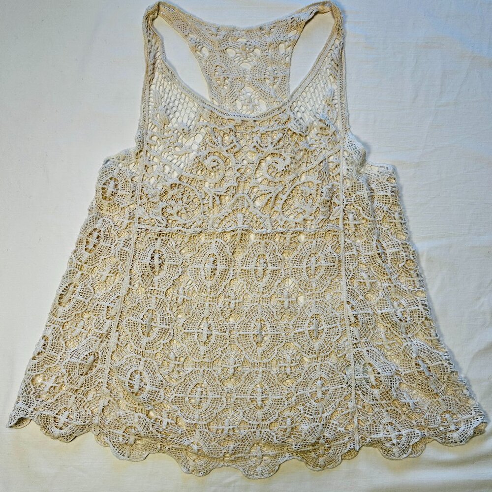 ANTIQUE CROCHET LACE SWING TANK TOP, MEDIUM (BIN C)